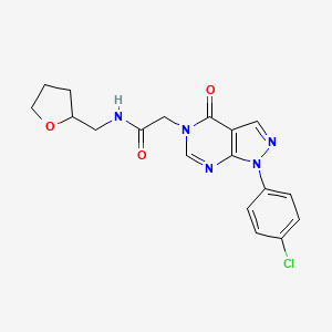 molecular formula C18H18ClN5O3 B3004879 2-(1-(4-chlorophenyl)-4-oxo-1H-pyrazolo[3,4-d]pyrimidin-5(4H)-yl)-N-((tetrahydrofuran-2-yl)methyl)acetamide CAS No. 852441-32-8