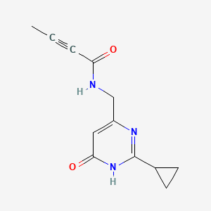 molecular formula C12H13N3O2 B3004884 N-[(2-Cyclopropyl-6-oxo-1H-pyrimidin-4-yl)methyl]but-2-ynamide CAS No. 2411200-30-9