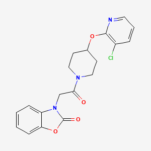 molecular formula C19H18ClN3O4 B3004888 3-(2-(4-((3-chloropyridin-2-yl)oxy)piperidin-1-yl)-2-oxoethyl)benzo[d]oxazol-2(3H)-one CAS No. 1448124-46-6