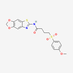 molecular formula C19H18N2O6S2 B3004889 N-([1,3]dioxolo[4',5':4,5]benzo[1,2-d]thiazol-6-yl)-4-((4-methoxyphenyl)sulfonyl)butanamide CAS No. 941900-72-7