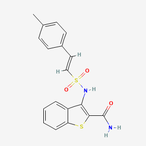 molecular formula C18H16N2O3S2 B3004892 3-[[(E)-2-(4-甲基苯基)乙烯基]磺酰胺基]-1-苯并噻吩-2-甲酰胺 CAS No. 1384816-06-1