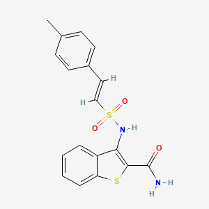 3-[[(E)-2-(4-Methylphenyl)ethenyl]sulfonylamino]-1-benzothiophene-2-carboxamide