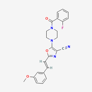 molecular formula C24H21FN4O3 B3004904 (E)-5-(4-(2-氟苯甲酰)哌嗪-1-基)-2-(3-甲氧基苯乙烯基)恶唑-4-腈 CAS No. 941266-83-7