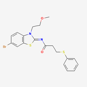 (Z)-N-(6-bromo-3-(2-methoxyethyl)benzo[d]thiazol-2(3H)-ylidene)-3-(phenylthio)propanamide