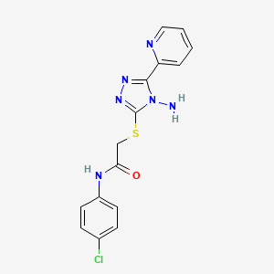 molecular formula C15H13ClN6OS B3004909 2-{[4-amino-5-(pyridin-2-yl)-4H-1,2,4-triazol-3-yl]sulfanyl}-N-(4-chlorophenyl)acetamide CAS No. 880804-18-2