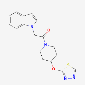 molecular formula C17H18N4O2S B3004910 1-(4-((1,3,4-thiadiazol-2-yl)oxy)piperidin-1-yl)-2-(1H-indol-1-yl)ethan-1-one CAS No. 2180010-73-3