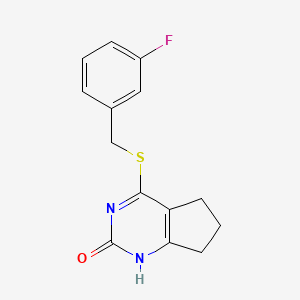 molecular formula C14H13FN2OS B3004912 4-((3-fluorobenzyl)thio)-6,7-dihydro-1H-cyclopenta[d]pyrimidin-2(5H)-one CAS No. 898444-09-2