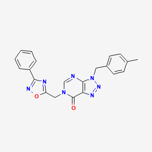 molecular formula C21H17N7O2 B3004919 3-(4-methylbenzyl)-6-[(3-phenyl-1,2,4-oxadiazol-5-yl)methyl]-3,6-dihydro-7H-[1,2,3]triazolo[4,5-d]pyrimidin-7-one CAS No. 1223758-34-6