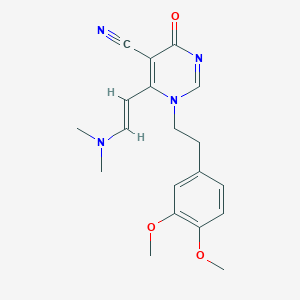 molecular formula C19H22N4O3 B3004934 1-(3,4-Dimethoxyphenethyl)-6-[2-(dimethylamino)vinyl]-4-oxo-1,4-dihydro-5-pyrimidinecarbonitrile CAS No. 303148-47-2