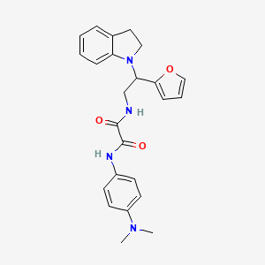 molecular formula C24H26N4O3 B3004943 N1-(4-(dimethylamino)phenyl)-N2-(2-(furan-2-yl)-2-(indolin-1-yl)ethyl)oxalamide CAS No. 906147-47-5