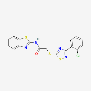 molecular formula C17H11ClN4OS3 B3004944 N-(benzo[d]thiazol-2-yl)-2-((3-(2-chlorophenyl)-1,2,4-thiadiazol-5-yl)thio)acetamide CAS No. 864919-53-9