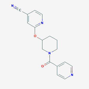 molecular formula C17H16N4O2 B3004947 2-((1-Isonicotinoylpiperidin-3-yl)oxy)isonicotinonitrile CAS No. 2034498-79-6