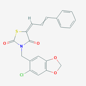 3-[(6-Chloro-1,3-benzodioxol-5-yl)methyl]-5-(3-phenyl-2-propenylidene)-1,3-thiazolidine-2,4-dione