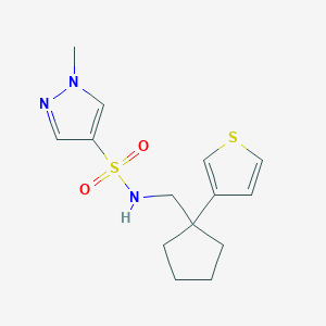 molecular formula C14H19N3O2S2 B3004973 1-methyl-N-((1-(thiophen-3-yl)cyclopentyl)methyl)-1H-pyrazole-4-sulfonamide CAS No. 2034572-91-1