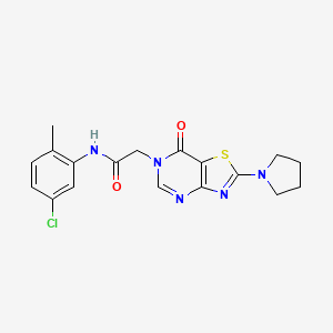 molecular formula C18H18ClN5O2S B3004975 N-(5-chloro-2-methylphenyl)-2-(7-oxo-2-(pyrrolidin-1-yl)thiazolo[4,5-d]pyrimidin-6(7H)-yl)acetamide CAS No. 1223784-29-9