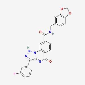molecular formula C24H16FN5O4 B3004977 N-(1,3-benzodioxol-5-ylmethyl)-3-(3-fluorophenyl)-5-oxo-4,5-dihydro[1,2,3]triazolo[1,5-a]quinazoline-8-carboxamide CAS No. 1031624-07-3