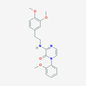 molecular formula C21H23N3O4 B3004992 3-((3,4-dimethoxyphenethyl)amino)-1-(2-methoxyphenyl)pyrazin-2(1H)-one CAS No. 899726-20-6