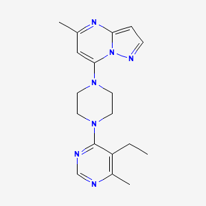 molecular formula C18H23N7 B3004993 7-[4-(5-Ethyl-6-methylpyrimidin-4-yl)piperazin-1-yl]-5-methylpyrazolo[1,5-a]pyrimidine CAS No. 2380171-63-9