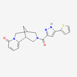 3-(3-(thiophen-2-yl)-1H-pyrazole-5-carbonyl)-3,4,5,6-tetrahydro-1H-1,5-methanopyrido[1,2-a][1,5]diazocin-8(2H)-one