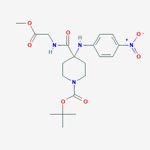 molecular formula C20H28N4O7 B3004998 N-甲氧羰基甲基 1-BOC-4-(4-硝基苯基氨基)哌啶-4-甲酰胺 CAS No. 2140326-22-1