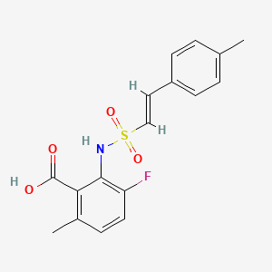 molecular formula C17H16FNO4S B3005002 3-Fluoro-6-methyl-2-[[(E)-2-(4-methylphenyl)ethenyl]sulfonylamino]benzoic acid CAS No. 1424656-85-8