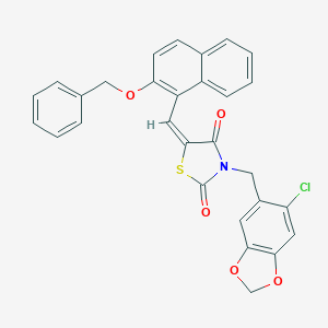 molecular formula C29H20ClNO5S B300501 5-{[2-(Benzyloxy)-1-naphthyl]methylene}-3-[(6-chloro-1,3-benzodioxol-5-yl)methyl]-1,3-thiazolidine-2,4-dione 