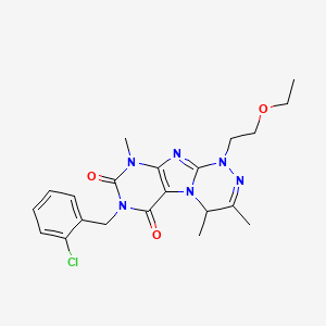molecular formula C21H25ClN6O3 B3005010 7-(2-chlorobenzyl)-1-(2-ethoxyethyl)-3,4,9-trimethyl-1,4-dihydro-[1,2,4]triazino[3,4-f]purine-6,8(7H,9H)-dione CAS No. 923476-76-0