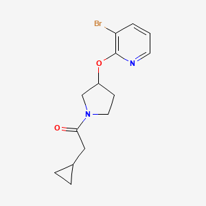 molecular formula C14H17BrN2O2 B3005021 1-(3-((3-Bromopyridin-2-yl)oxy)pyrrolidin-1-yl)-2-cyclopropylethanone CAS No. 1904096-68-9