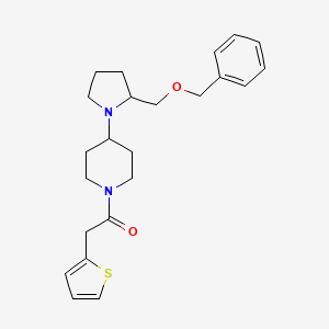 molecular formula C23H30N2O2S B3005023 1-(4-(2-((Benzyloxy)methyl)pyrrolidin-1-yl)piperidin-1-yl)-2-(thiophen-2-yl)ethanone CAS No. 2034469-07-1