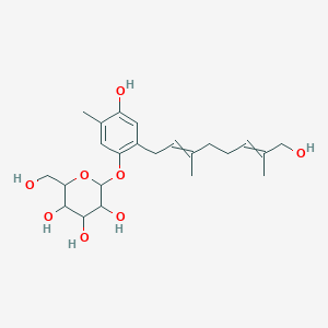 molecular formula C23H34O8 B3005028 2-[4-Hydroxy-2-(8-hydroxy-3,7-dimethylocta-2,6-dienyl)-5-methylphenoxy]-6-(hydroxymethyl)oxane-3,4,5-triol CAS No. 23176-70-7