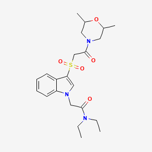 molecular formula C22H31N3O5S B3005040 2-(3-((2-(2,6-dimethylmorpholino)-2-oxoethyl)sulfonyl)-1H-indol-1-yl)-N,N-diethylacetamide CAS No. 878055-54-0