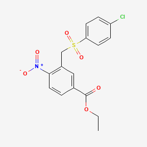 molecular formula C16H14ClNO6S B3005051 Ethyl 3-{[(4-chlorophenyl)sulfonyl]methyl}-4-nitrobenzenecarboxylate CAS No. 339101-60-9