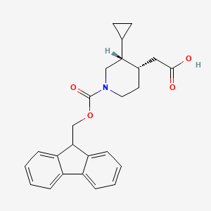 molecular formula C25H27NO4 B3005056 2-[(3R,4S)-3-Cyclopropyl-1-(9H-fluoren-9-ylmethoxycarbonyl)piperidin-4-yl]acetic acid CAS No. 2580093-88-3