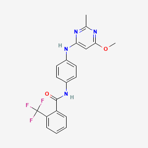 molecular formula C20H17F3N4O2 B3005062 N-(4-((6-methoxy-2-methylpyrimidin-4-yl)amino)phenyl)-2-(trifluoromethyl)benzamide CAS No. 946272-59-9