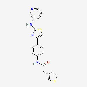 molecular formula C20H16N4OS2 B3005066 N-(4-(2-(pyridin-3-ylamino)thiazol-4-yl)phenyl)-2-(thiophen-3-yl)acetamide CAS No. 1797558-14-5