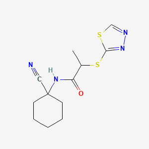 molecular formula C12H16N4OS2 B3005069 N-(1-cyanocyclohexyl)-2-(1,3,4-thiadiazol-2-ylsulfanyl)propanamide CAS No. 848905-42-0