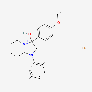 molecular formula C23H29BrN2O2 B3005071 1-(2,5-Dimethylphenyl)-3-(4-ethoxyphenyl)-3-hydroxy-2,3,5,6,7,8-hexahydroimidazo[1,2-a]pyridin-1-ium bromide CAS No. 1106749-87-4
