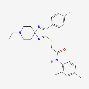 molecular formula C26H32N4OS B3005082 N-(2,4-dimethylphenyl)-2-((8-ethyl-3-(p-tolyl)-1,4,8-triazaspiro[4.5]deca-1,3-dien-2-yl)thio)acetamide CAS No. 1189991-92-1