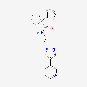 molecular formula C20H22N4OS B3005095 N-{2-[4-(pyridin-3-yl)-1H-pyrazol-1-yl]ethyl}-1-(thiophen-2-yl)cyclopentane-1-carboxamide CAS No. 2097909-69-6