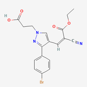 molecular formula C18H16BrN3O4 B3005107 3-[3-(4-bromophenyl)-4-[(Z)-2-cyano-3-ethoxy-3-oxoprop-1-enyl]pyrazol-1-yl]propanoic acid CAS No. 882224-22-8
