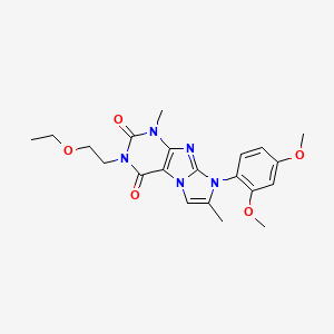 molecular formula C21H25N5O5 B3005115 8-(2,4-二甲氧基苯基)-3-(2-乙氧基乙基)-1,7-二甲基-1,3,5-三氢-4-咪唑并[1,2-h]嘌呤-2,4-二酮 CAS No. 887466-77-5