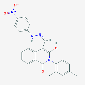 molecular formula C24H20N4O4 B3005116 2-(2,4-Dimethylphenyl)-3-hydroxy-4-[(Z)-[(4-nitrophenyl)hydrazinylidene]methyl]isoquinolin-1-one CAS No. 790726-15-7