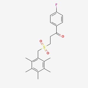 molecular formula C21H25FO3S B3005148 1-(4-Fluorophenyl)-3-[(2,3,4,5,6-pentamethylbenzyl)sulfonyl]-1-propanone CAS No. 868255-95-2