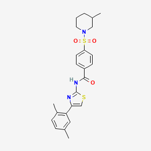molecular formula C24H27N3O3S2 B3005150 N-(4-(2,5-二甲苯基)噻唑-2-基)-4-((3-甲基哌啶-1-基)磺酰基)苯甲酰胺 CAS No. 683262-14-8
