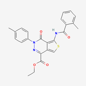 molecular formula C24H21N3O4S B3005156 Ethyl 5-(2-methylbenzamido)-4-oxo-3-(p-tolyl)-3,4-dihydrothieno[3,4-d]pyridazine-1-carboxylate CAS No. 851948-03-3