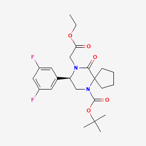molecular formula C23H30F2N2O5 B3005160 (R)-叔丁基 8-(3,5-二氟苯基)-9-(2-乙氧基-2-氧代乙基)-10-氧代-6,9-二氮杂螺[4.5]癸烷-6-羧酸酯 CAS No. 957122-11-1