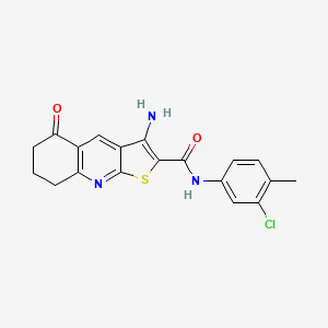 molecular formula C19H16ClN3O2S B3005165 3-amino-N-(3-chloro-4-methylphenyl)-5-oxo-5,6,7,8-tetrahydrothieno[2,3-b]quinoline-2-carboxamide 