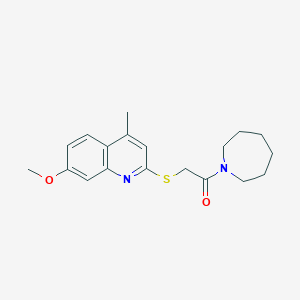 molecular formula C19H24N2O2S B3005166 1-(Azepan-1-yl)-2-((7-methoxy-4-methylquinolin-2-yl)thio)ethanone CAS No. 1160271-56-6
