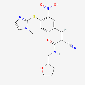 molecular formula C19H19N5O4S B3005182 (Z)-2-氰基-3-[4-(1-甲基咪唑-2-基)硫代-3-硝基苯基]-N-(氧杂环-2-基甲基)丙-2-烯酰胺 CAS No. 852684-99-2