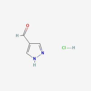 molecular formula C4H5ClN2O B3005190 1H-Pyrazole-4-carbaldehyde hydrochloride CAS No. 1197230-88-8; 35344-95-7